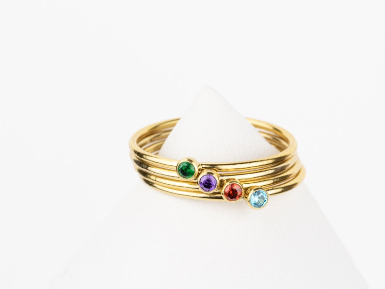 Birthstone Rings, Rings for Mom, Tiny Birthstone Stacking Ring, Gold Birthstone Ring, Gift for Her, Best Friend Gifts, Birthstone Jewelry image 4