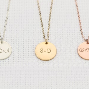 Children&#39;s Initial Necklace. Disc Necklace. Personalized Initial Necklace. Gold, Silver, Rose Gold  Circle. Minimalist Personalized Jewelry
