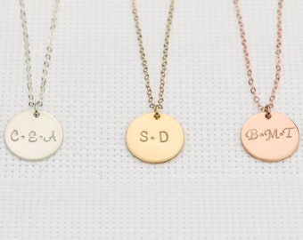 Children's Initial Necklace. Disc Necklace. Personalized Initial Necklace. Gold, Silver, Rose Gold  Circle. Minimalist Personalized Jewelry