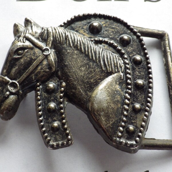Ferro di cavallo intorno a cavallo testa Cowboy occidentale cintura fibbia Vintage