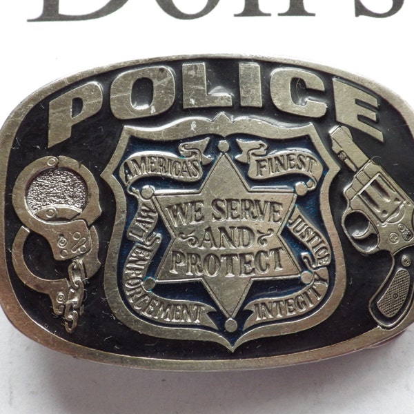 Police Buckle America's Finest We Serve Protect Pewter Buckle Bakery