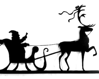 Santa in Sleigh and Reindeer