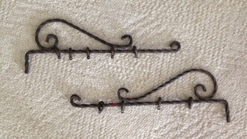 Vintage Cast Iron Swing Arm Curtain Rods With Original Rings Pair