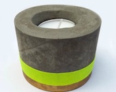 Grey, Neon Yellow and Gold Tealight Candle Holder
