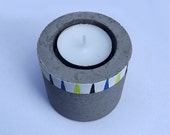 SALE Grey Geometric Design Tealight Candle Holder