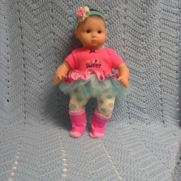 AMERICAN GIRL Bitty Baby Clothes "I'm Super Sweet" (15 inch) doll outfit  dress capri leggings booties socks headband cupcakes C2