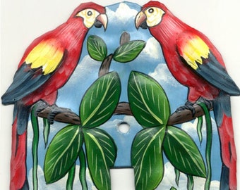 SWITCHPLATE COVERS - 3 Sizes, Switchplate, Tropical Parrot, Switch Plate Cover, Switch-Plate, Painted Metal, Light Switch Cover, S1012