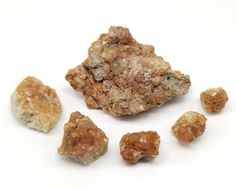 6pcs Yellow Hessonite Garnet Clusters Lot || Raw Crystals || Rocks and Minerals || Collectibles || Gemstones || Pakistan