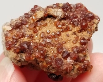 Spessartine Garnet with Smoky Quartz on Matrix || Raw Crystal Cluster || Rocks and Minerals || Gemstones || January Birthstone