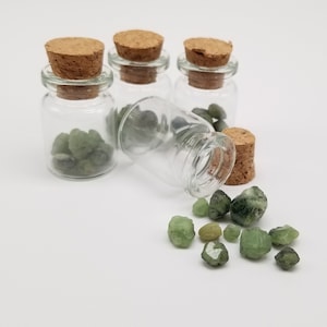 Green Garnet Jar Demantoid Andradite Specimen Vial Raw Crystals in a Bottle Rocks and Minerals January Birthstone image 1