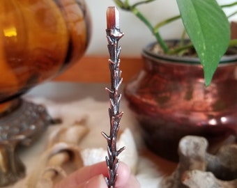 Red Topaz & Giant Redwood Magic Wand Necklace || Real Twig || Electroformed Botanical Jewelry || 27" Copper Plated Brass Rolo Chain