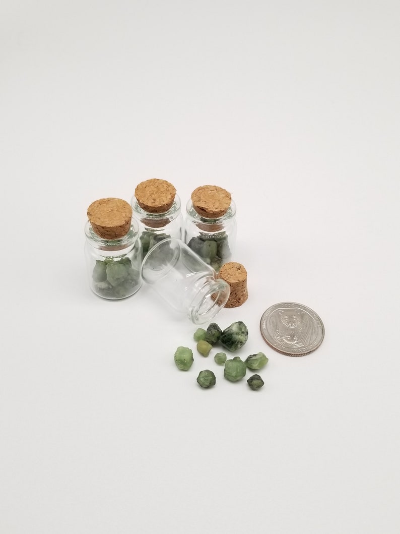 Green Garnet Jar Demantoid Andradite Specimen Vial Raw Crystals in a Bottle Rocks and Minerals January Birthstone image 10