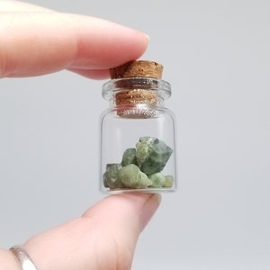 Green Garnet Jar Demantoid Andradite Specimen Vial Raw Crystals in a Bottle Rocks and Minerals January Birthstone image 3