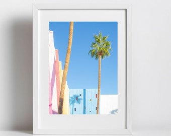 Palm Springs Colorful Travel Print, California Architecture,  Los Angeles Southern California, Chic Colorful Vibrant Home & Office Wall Art