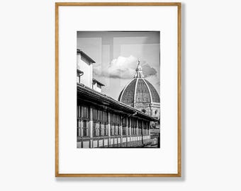 Florence Cathedral Black and White Print: Italian Architecture, B&W Art