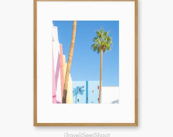 Palm Springs Print: Colorful California Architecture, Palm Tree Wall Art