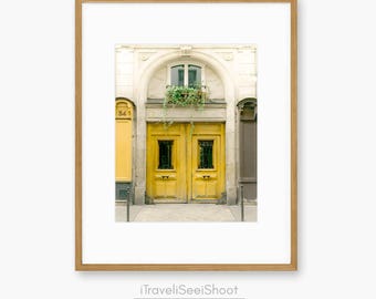 Paris Yellow Door Photography Print: French Architecture Wall Art