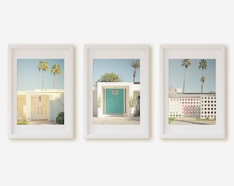 Palm Springs Set of 3 Mid-Century Architectural Prints, Los Angeles California Travel Photography, Chic Stylish Home & Office Wall Art Decor