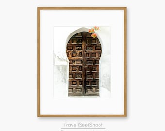 Granada Spain Moorish Architecture Print: Dark Brown Moorish Door, Andalucian Style