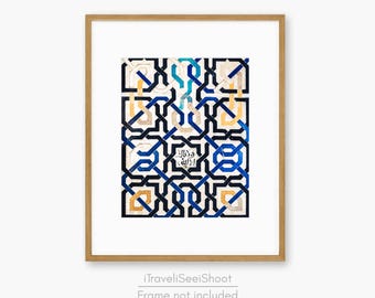 Alhambra Spain Geometric Print: Arabic Islamic Art, Knot Pattern