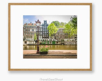 Amsterdam Canal Photography Print: Tulips & Architecture, Holland Wall Art