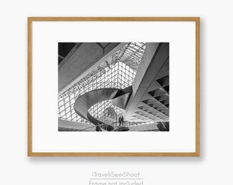 Louvre Black & White Photography Print: Bold and Modern Architecture
