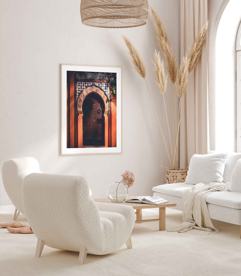Moorish Arched Door and Tiles Architecture Print, Granada Spain Andalucia Travel Photography, Chic European Home & Office Wall Art Decor