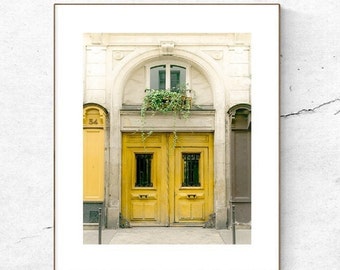 Paris Yellow Door Photography Print, Parisian Doors Architecture, France Travel Photography, Amarillo, Jaune, Chic Home & Office Wall Decor