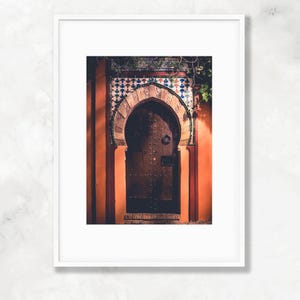 Moorish Arched Door and Tiles Architecture Print, Granada Spain Andalucia Travel Photography, Chic European Home & Office Wall Art Decor