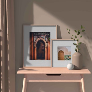 Moorish Arched Door and Tiles Architecture Print, Granada Spain Andalucia Travel Photography, Chic European Home & Office Wall Art Decor
