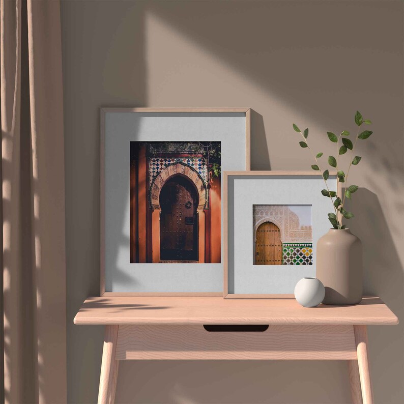 Moorish Arched Door and Tiles Architecture Print, Granada Spain Andalucia Travel Photography, Chic European Home & Office Wall Art Decor