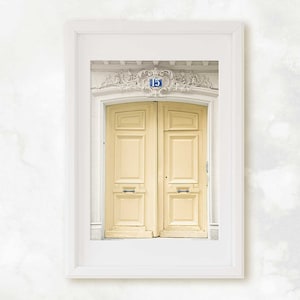 Yellow Parisian Door Photography Print: Cheerful Paris Wall Art