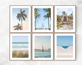 Save 30% Palm Beach Island Set of 6 Rectangular Prints, South Florida Architecture Travel Photography, Blue + Beige Home & Office Wall Decor