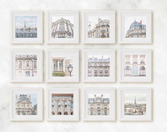 Paris Photography Print Set: Cityscape Gallery Wall Art, France (5x5 and 8x8)