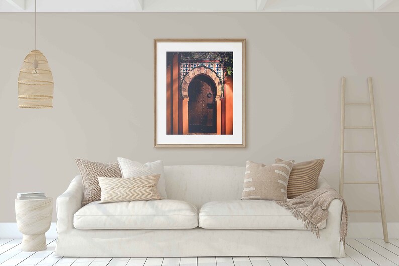 Moorish Arched Door and Tiles Architecture Print, Granada Spain Andalucia Travel Photography, Chic European Home & Office Wall Art Decor