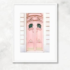 Paris Pink Door Photography Print: Chic French Architecture Wall Art
