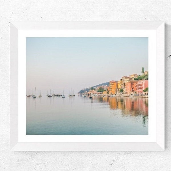 Côte d'Azur Serene Landscape Print, South of France Mediterranean Sea Travel Photography, Sailboats and Yachts, Home & Office Wall Art Decor