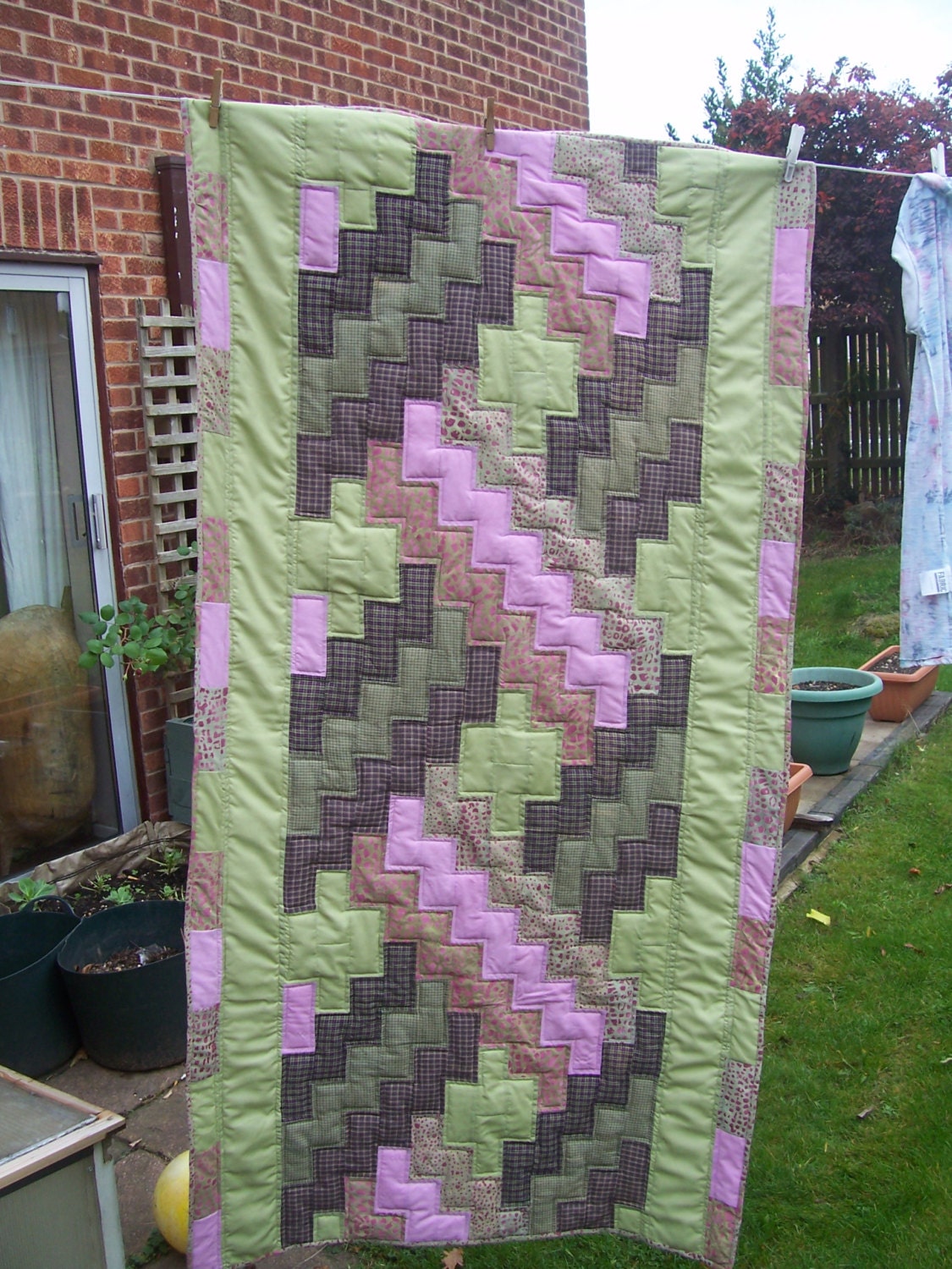 Patchwork Quilt Bed Runner Size or Narrow Lap Quilt. Pink Etsy