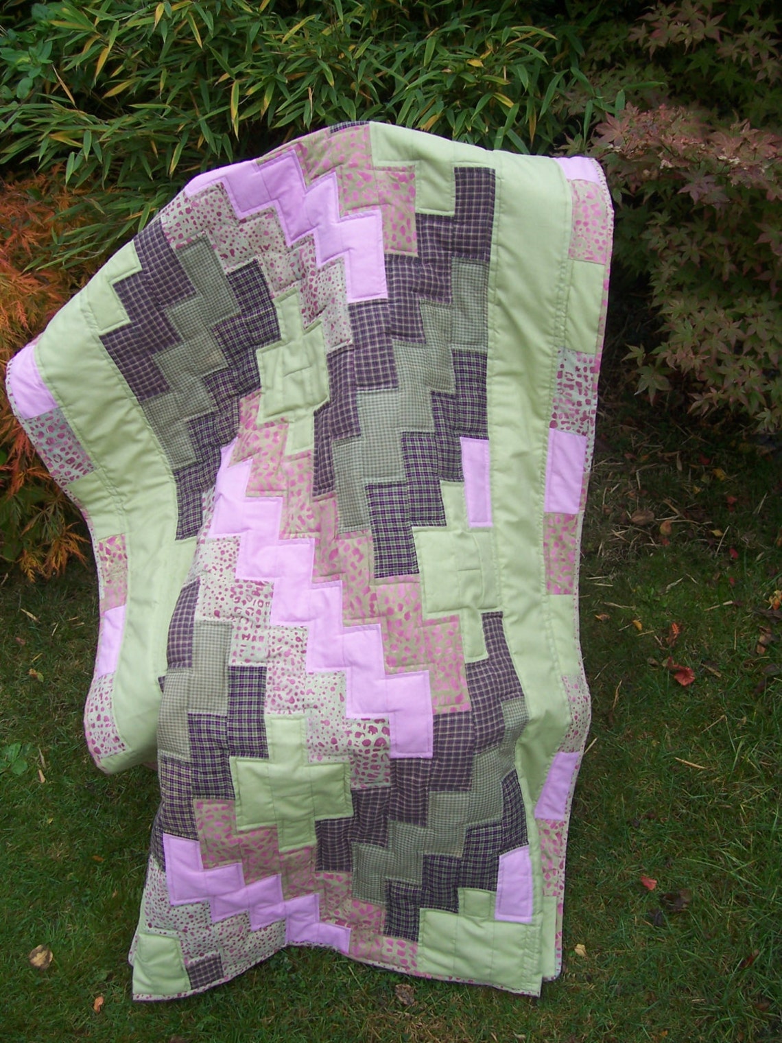 Patchwork Quilt Bed Runner Size or Narrow Lap Quilt. Pink Etsy