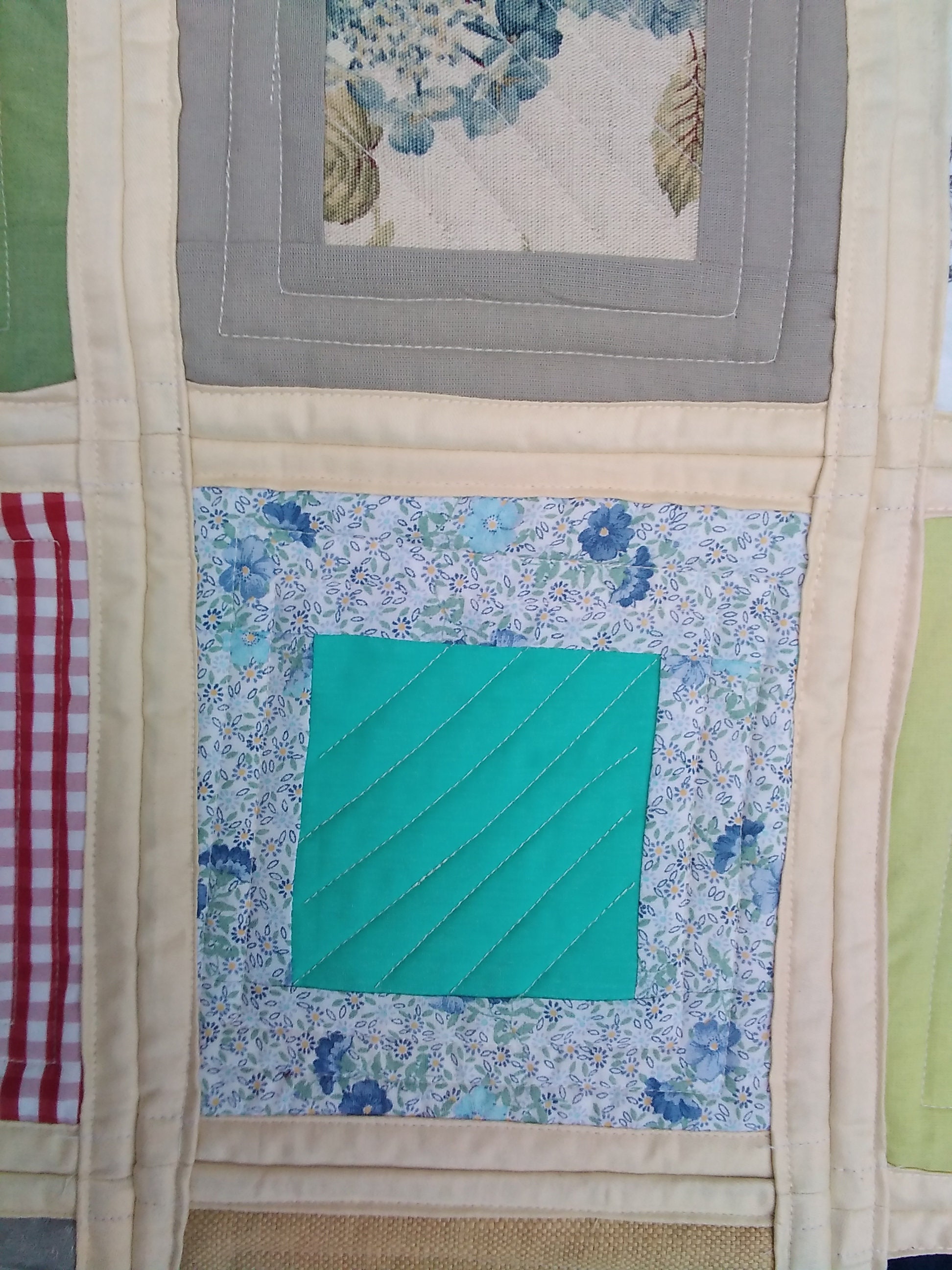 Scrap quiltasyougo quilt. Multicoloured square blocks Etsy