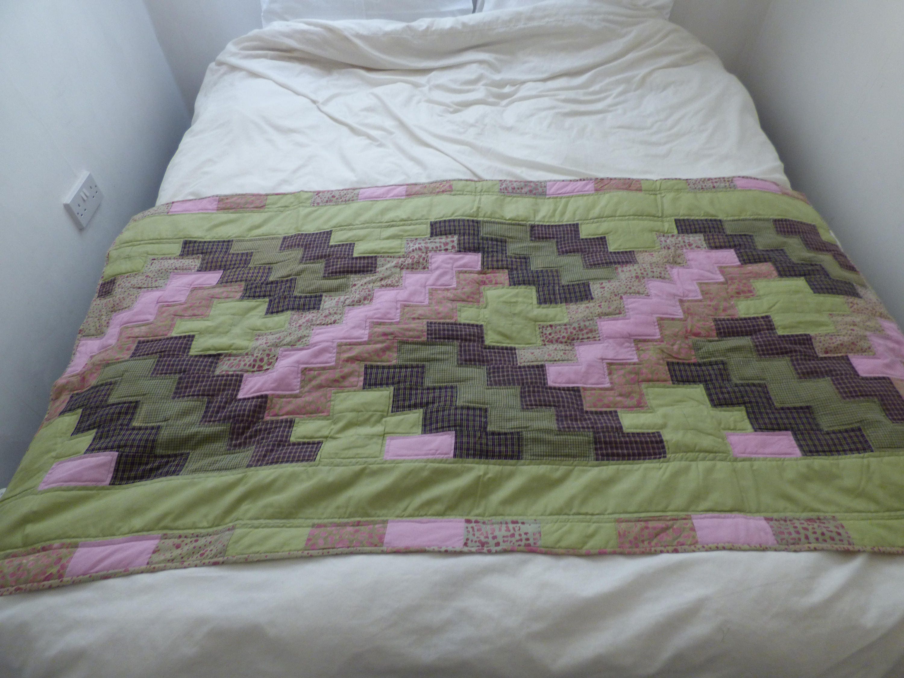 Patchwork Quilt Bed Runner Size or Narrow Lap Quilt. Pink Etsy