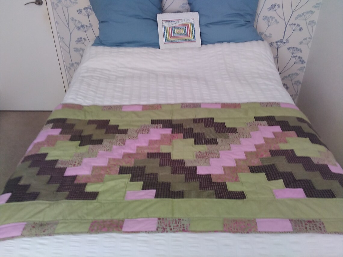Patchwork Quilt Bed Runner Size or Narrow Lap Quilt. Pink Etsy
