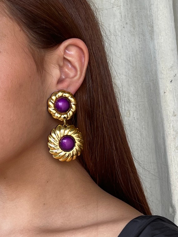 oversized statement 90’s vintage clip earrings | … - image 1