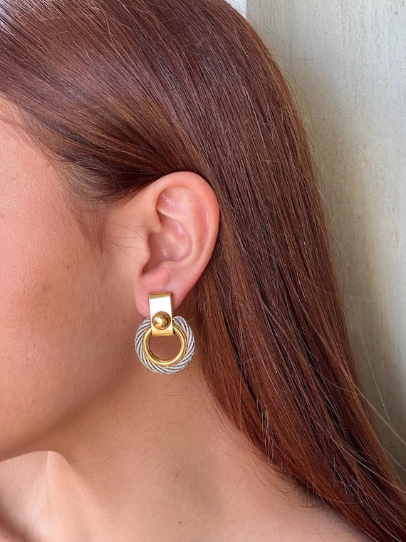 classic 90’s vintage earrings | two-tone