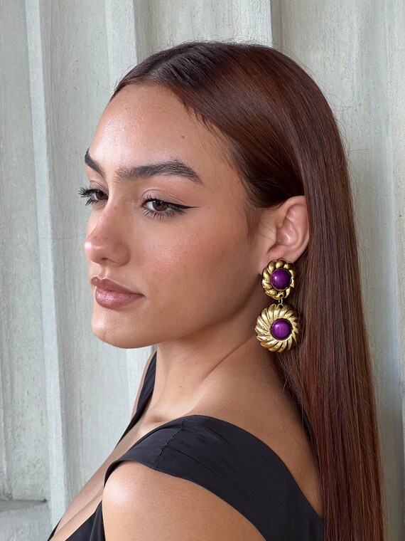 oversized statement 90’s vintage clip earrings | … - image 2