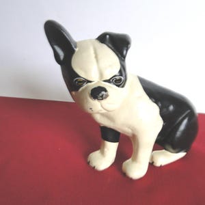 Vintage Cast Iron Boston Terrier Door Stop, Dog Statue, Animal Door Stop, Cast Iron Terrier, 80&#39;s Dog Door Stop