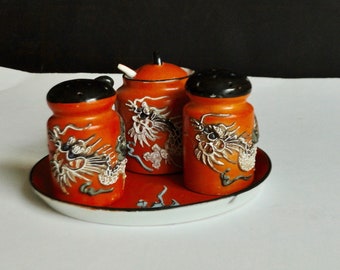 Vintage Japanese Salt, Pepper and Sugar Set, Dining and Serving Set, Japanese Set