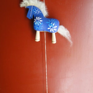 Vintage Wood Nordic Horse Pull Toy,  Handmade, Handpainted, Sweden / Children&#39;s Toy / Kids Toy Horse