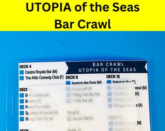 Utopia of the Seas Bar Crawl, LAMINATED Card, Download Bar Crawl, RCCL deck locator, Royal Caribbean Cruise, Utopia Bar Crawl