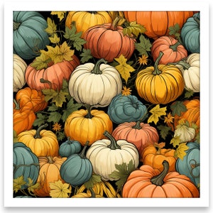 15 Seamless Patterns of Pumpkins and Gourds Digital Download in jpg
